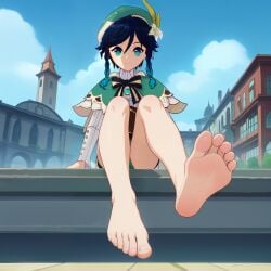 1femboy ai_generated boy feet femboy foot_fetish gay genshin_impact male venti_(genshin_impact)