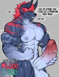 1boy 2025 abs anthro balls barazoku behemoth_(final_fantasy) biceps big_balls big_muscles big_penis claws english_text erection final_fantasy flexing front_view fur furry genitals green_eyes grey_body grey_fur growth hair hand_on_penis hi_res holding_penis horn humanoid_genitalia humanoid_penis large_balls large_penis male mammal medium_hair mixterart monster muscle_growth muscular muscular_anthro muscular_male naked nipples nude nude_male open_mouth pecs penis piercing red_hair redhead ring_piercing sharp_teeth simple_background smile smiling solo square_enix standing tail teeth testicles text throbbing_penis vein veiny_muscles white_background