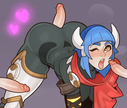 ass battlerite buttjob destiny_(battlerite) erection female looking_at_viewer open_mouth penis splashbrush straight tongue tongue_out