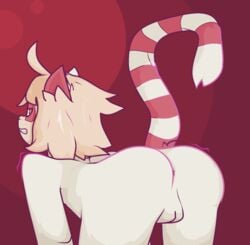 1girls ass doll feline female_only floraverse fur hi_res jaylen_the_meowstic mammal pink_theme presenting presenting_hindquarters pussy video_games white_beleth_(floraverse) white_fur