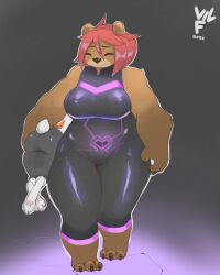 2022 anthro bear brown_fur closed_eyes female grizzly pink_hair