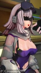 1boy 1girls 3d aa-12_(girls'_frontline) areola_slip areolae artist_name blindfold blindfolded blowjob clothing commander_(girls'_frontline) cum_in_mouth cum_inside fellatio female girls'_frontline girls'_frontline_2:_exilium goggles goggles_on_head grey_hair jacket lapzio3d lecheryamoreva lind_(girls'_frontline_2) lollipop lollipop_in_mouth long_hair male navel opennsfwsp oral oral_sex orgasm paid_reward_available penis sitting tagme tank_top video