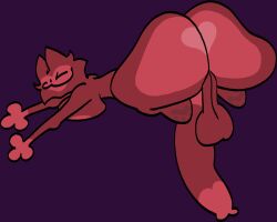 anthro ass backsack balls big_balls big_breasts big_butt big_penis breasts domestic_cat felid feline felis foreskin fur genitals gynomorph hi_res intersex looking_at_viewer lying mammal on_front one_eye_closed penis presenting presenting_hindquarters red_body red_fur solo trashgal unretracted_foreskin wink winking_at_viewer