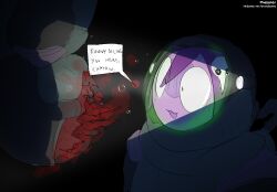 2021 :3 anthro blood bodily_fluids bravo_(bravobunny) bravobunny bubble corpse dark death duo english_text female fur gore hair hi_res lagomorph leporid light mammal purple_body purple_fur purple_hair rabbit skull_accessory speech_bubble submarine text underwater vehicle water watercraft