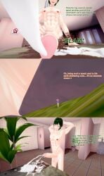 1boy 3d abs continent cum cum_everywhere destruction drowning_in_cum ejaculation english_text female giant_male green_hair huge_cock koikatsu looming male muscular muscular_male oc orange_hair original original_character penis shrinking shrunken_female sigrid_psyze text xavier_huge xavierhuge