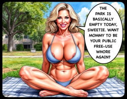 ai_generated areola_slip areolae_slip bimbo bimbo_body bimbo_milf blanket blonde blonde_female blonde_hair cougar cougar_milf cswiz dirty_talk english_text free_use hourglass_figure hourglass_figured_female huge_breasts looking_at_viewer milf mommy mommy_kink offering_sex offering_to_viewer sitting smiling smiling_at_viewer speech_bubble tagme talking_to_viewer top_heavy