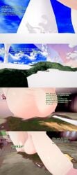 1boy 3d balls continent cum cum_everywhere destruction drowning_in_cum english_text giant_male green_hair huge_balls huge_cock koikatsu looming male muscular muscular_male oc original original_character penis shrinking text xavier_huge xavierhuge