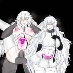 black_souls charlotte_wiltshire collar female_protagonist grimm_(black_souls) hello_charlotte large_breasts q84 stomach_deformation white_hair