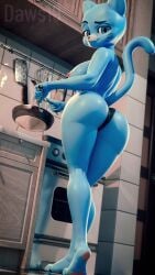 absurd_res anthro appliance biped blue_body blue_eyes blue_fur cartoon_network clothed clothing confusion cookware cutlery daws19 domestic_cat felid feline felis female frying_pan fur hi_res holding_object kitchen kitchen_appliance kitchen_cabinet kitchen_counter kitchen_knife kitchen_spatula kitchen_stove kitchen_utensils knife looking_at_viewer mammal mature_female nicole_watterson no_underwear oven pan partially_clothed partially_clothed_anthro partially_clothed_female pawpads pink_nose pink_pawpads solo spatula stove the_amazing_world_of_gumball tools underskirt underwear underwear_only whisk