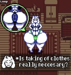 animated anus anus_close-up anus_outline arms_behind_back asriel_dreemurr bedroom big_ass big_butt blush bouncing_ass bouncing_butt closed_eyes deltarune dialogue dialogue_box fat_ass femboy front_view goat hands_behind_back huge_ass huge_butt huge_hips huge_thighs hyper_ass hyper_butt hyper_hips hyper_thighs joestarjorik male male_nipples naked nipples pixel_(artwork) pixel_animation pixel_art potrait puffy_anus rear_view small_bulge solo solo_male standing thick_ass thick_butt thick_hips thick_thighs thong undertale undertale_(series) underwear