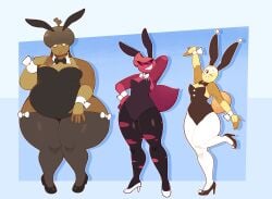 2d 3boys absurd_res acorn ant belly big_belly bulge bunny_costume bunny_ears bunnysuit butter_(dozighost) chubby chubby_male clothing cosplay dotty_(dozighost) dozighost eyewear fat_thighs femboy fully_clothed fur furry girly headwear hips_wider_than_shoulders huge_belly huge_thighs insects looking_at_viewer luki_(dozighost) male male_only massive_hips moobs no_genitals no_sex nonhuman oc overweight overweight_male simple_background standing stockings tagme tail thick_thighs thighs twitter_link wide_hips