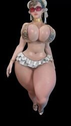 1girls almightypatty animated big_breasts bikini black_background bracelet breasts breasts_bigger_than_head breasts_bounce brown_hair chun-li curvaceous curvy earrings female female_only glistening hair_bun heels huge_breasts jewelry pussy shiny_skin simple_background solo street_fighter sunglasses swimsuit tagme thick_thighs thighs tinted_eyewear vagina video walk_cycle walking walking_towards_viewer wide_hips