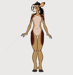 2017 animated anthro black_hair breasts brown_eyes cervine dancing deer female furry hair hooves mammal navel nipples nude ponytail pussy totesfleisch8