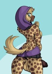 1futa anthro backsack balls breasts canine clothed clothing dickgirl erection furry futanari humanoid_penis intersex limebreaker looking_back mammal penis sara_(spottyreception) sideboob smile solo standing sweater virgin_killer_sweater