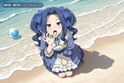 1girl ai_assisted ai_generated awaiting_cum beach blue_bow blue_eyes blue_hair blue_ribbon bow clenched_teeth cum_in_hair cum_on_face cum_on_hands dress fellatio_gesture frilled_sleeves frills full_body hair_bow hair_ribbon kneeling long_sleeves magic melty_q_melromarc naked open_mouth oral_invitation ribbon teeth the_rising_of_the_shield_hero tongue_out twintails view_from_above