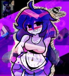 1girls 2026 blush blushing blushing_at_viewer blushing_female breasts circular_glasses fanart fanart_from_twitter female female_only garlan_(haxxar) glasses long_hair oc original_character purple_hair sweat sweatdrop sweating tagme tagme_(artist) thighs