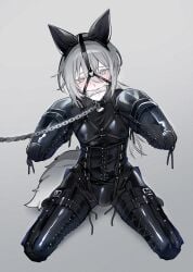 1boy bdsm bdsm_gear bdsm_outfit begging begging_pose bitchsuit black_latex blush bondage bondage_gear bone_gag bulge collar corset dokomilk femboy gag gagged garter_belt garter_straps harness harness_gag kneeling latex latex_skinsuit leash leash_and_collar leashed_collar leather male petplay piddlefours pleading puppyplay roleplay solo solo_male submissive submissive_male