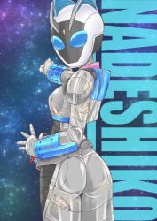 1girls ass ass_bigger_than_head back_view back_view_female bodysuit breasts curvy curvy_body curvy_female curvy_figure fat_ass female female_focus female_only helmet kamen_rider kamen_rider_fourze_(series) kamen_rider_nadeshiko large_breasts looking_at_viewer looking_back looking_behind medium_breasts nadeshiko_(kamen_rider_fourze) nyanchu round_ass sexy sexy_body sexy_female sexy_pose silver_bodysuit skintight skintight_bodysuit solo solo_female solo_focus thick_ass thick_thighs thighhighs thighs wide_hips wide_thighs