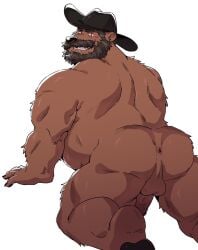 anthro anus aroused aroused_face aroused_male aroused_smile back_muscles backsack balls barazoku bear beard bedroom_eyes beer_belly belly biceps big_belly big_butt big_muscles black_clothing black_hat black_headwear brown_beard brown_body brown_eyebrows brown_facial_hair brown_fur brown_hair brown_mustache brown_sideburns butt butt_focus claws clothing cocky cocky_grin cowboy cowboy_hat cowboy_hat_only erection eyebrows facial_hair flirting flirting_look flirting_with_viewer fur gamubear genitals grin grinning_at_viewer hair hat headgear headwear hi_res inviting inviting_to_anal inviting_to_sex inviting_viewer kneeling kneeling_on_ground looking_at_viewer male mammal manly mature_anthro mature_male mostly_nude mostly_nude_anthro mostly_nude_male musclegut muscular muscular_anthro muscular_arms muscular_male muscular_thighs mustache narrowed_eyes offering_anal offering_sex offering_to_viewer overweight overweight_anthro overweight_male pawpads penis presenting presenting_balls presenting_body presenting_hindquarters presenting_penis rear_view scruffy_(scruffybeast) seducing_viewer seductive showing_off_muscles sideburns simple_background smile smiling_at_viewer smirk smirking_at_viewer solo thick_arms thick_eyebrows thick_thighs tough_guy ursine vein veiny_penis white_background