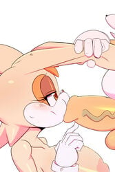 2017 anthro big_breasts big_penis breasts canine clothing cloudz duo ear_pull erection eyelashes fellatio female gloves half-closed_eyes heart huge_breasts lagomorph larger_female mammal mature_female milf mother oral parent penis rabbit sex sonic_(series) sonic_the_hedgehog_(series) tails vanilla_the_rabbit vein