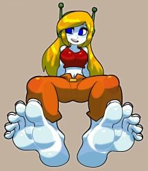 2026 barefeet barefoot blonde blonde-haired_female blonde_female blonde_hair blonde_hair_female blue_eyes cave_story clothed clothing commission commission_art commissioner_upload curly_brace cyborg_girl feet foot_fetish foot_focus reathroch robot_girl sole_female soles solo solo_female toes