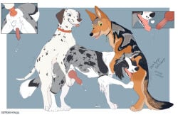 2026 anal anal_knotting anal_penetration animal_genitalia animal_penis arm_tuft australian_shepherd black_markings black_nose blue_background blue_eyes blush bodily_fluids border brown_nose canid canine canine_genitalia canine_penis canis cattledog claws collar colored cum cum_drip cum_on_ground daemon_lady dalmatian digital_drawing_(artwork) digital_media_(artwork) digitigrade domestic_dog dripping elbow_tuft eyes_closed fangs fellatio feral feral_on_feral feral_penetrated feral_penetrating feral_penetrating_feral finger_claws floppy_ears fluffy fluffy_tail from_behind_position fur genital_fluids genitals green_eyes grey_markings group group_sex handwritten_text herding_dog hi_res knotting licking looking_at_another looking_at_partner male male/male male_penetrated male_penetrating male_penetrating_male mammal markings mounting onomatopoeia open_mouth oral oral_penetration pastoral_dog paws penetration penile penis pointy_ears prick_ears quadruped sex sheepdog signature simple_background snout sound_effects spitroast spots spotted_markings tail tan_body tan_fur teeth text thin_tail threesome toe_claws tongue tongue_out trio tuft white_body white_border white_fur