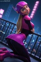 1girl ai_generated ass breasts city green_eyes hi_res high_quality high_resolution honey_lemon lips long_hair looking_at_viewer marvel_comics patreon seductive sexy smile solo spicytoonai uncensored watermark