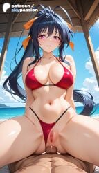 1boy 1girls 2026 ai_assisted ai_generated akeno_himejima anime beach bikini blue_sky boobs breasts bust clothing_aside cloud cock dick female_genitalia genitals girl_on_top hetero hi_res high_quality high_resolution high_school_dxd highres himejima_akeno long_hair love_making patreon patreon_username penetration penis pussy sex sexual_intercourse sky skypassion stable_diffusion straddling swimsuit tits uncensored uncensored_pussy uncensored_vagina watermark