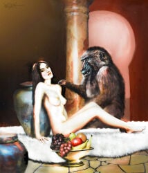1girls 2016 breasts brown_hair character_request female nipples nude nude_anthro tagme_(character) traditional_media_(artwork) woodywelch