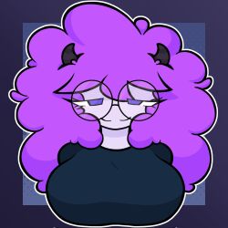 1girls 2025 breasts bust bust_portrait circular_glasses female female_only garlan_(haxxar) glasses haxxar oc original_character purple_hair tagme