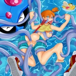 1girls anal blush breasts clothed_sex clothing consensual_tentacles double_penetration feet female foot_fetish footjob human interspecies kasumi_(pokemon) open_mouth penetration pokemon pokephilia pussy restrained scorchingnova sex short_hair size_difference spread_legs tentacle tentacle_grab tentacle_sex tentacruel vaginal_penetration