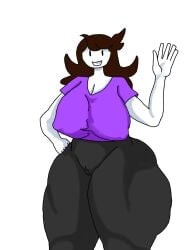 ass ass_bigger_than_head big_areola big_ass big_boobs big_breasts big_nipples big_thighs black_legwear brown_hair cartoony clothed clothed_female clothing exileraptor_art female female_focus female_only jaiden_(jaiden_animations) jaiden_animations leggings purple_shirt thick thick_ass thick_hips thick_legs thick_thighs white_skin youtube youtuber