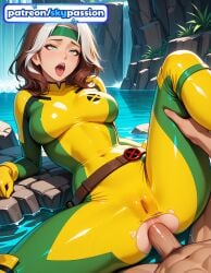 1boy 1girls 2026 ai_assisted ai_generated anime boobs breasts bust cock dick green_eyes hetero hi_res high_quality high_resolution highres love_making marvel marvel_comics patreon patreon_username penetration penis rogue_(x-men) sex sexual_intercourse skypassion stable_diffusion tits torn_clothes watermark x-men yellow_bodysuit