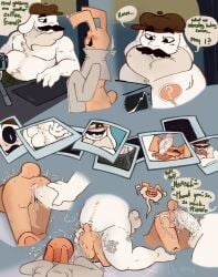animal_hospital anomaly anthro barney_(animal_hospital) bodily_fluids digital_media_(artwork) duo dyskustan english_text female foreskin fur genitals hi_res intern_(animal_hospital) lagomorph leporid male mammal overweight overweight_anthro overweight_male penetration penis rabbit roblox sex text