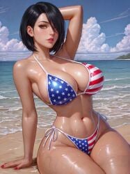 1girls ai_generated american american_female american_flag_bikini athletic athletic_female bikini black_hair curvy female fit fit_female hand_behind_head narrow_waist sexy sexy_female short_hair solo solo_female tagme toned toned_female wide_hips