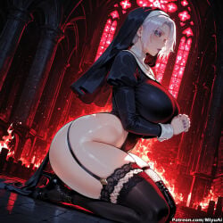 1girl ai_assisted ai_generated ass black_footwear black_legwear blue_eyes boots breasts cross cross_necklace curvaceous curvy curvy_female curvy_figure female from_side garter_straps heart high_heel_boots high_heels huge_breasts isabella_valentine jewelry large_breasts looking_at_viewer miyuai nail_polish necklace nun puffy_sleeves ring sitting solo soulcalibur thick thick_ass thick_butt thick_hips thick_legs thick_thighs thighhighs thighs voluptuous voluptuous_female wide_hips wide_thighs