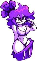 1girls 2026 breasts circular_glasses fanart fanart_from_twitter female female_only garlan_(haxxar) glasses oc original_character purple_hair tagme tagme_(artist) thighs