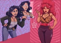 big_breasts black_hair breast_expansion breast_growth cleavage eye_color_change femsub hair_color_change huge_breasts hypnosis hypnotized implied_prostitution large_breasts leopard_print maledom mole mole_under_eye policewoman red_eyes red_hair red_lipstick slutification wall_of_text
