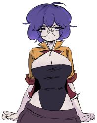 1girls 2026 breasts circular_glasses fanart fanart_from_twitter female female_only garlan_(haxxar) glasses oc original_character purple_hair tagme tagme_(artist) thighs