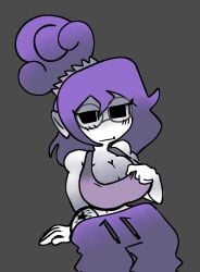 1girls 2025 breasts circular_glasses fanart fanart_from_twitter female female_only garlan_(haxxar) glasses oc original_character purple_hair tagme tagme_(artist) thighs
