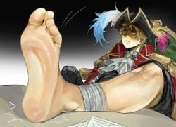 arthur_kirkland axis_powers_hetalia blonde_hair england_(hetalia) eyepatch feet foot_fetish hetalia male male_feet male_only pirate