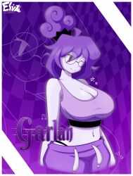 1girls 2026 breasts circular_glasses fanart fanart_from_twitter female female_only garlan_(haxxar) glasses oc original_character purple_hair tagme tagme_(artist) thighs