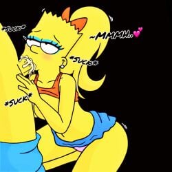 after_transformation bart_simpson bartina_simpson bimbofication bimbofied blowjob blowjob_face cum_in_mouth fellatio genderswap_(mtf) miniskirt on_knees rule_63 skirt_up sucking_penis the_simpsons