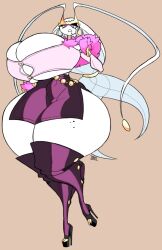 1girls anthro curvy enormous_breasts facing_viewer gigantic_breasts jinti_(artist) looking_at_viewer nintendo pheromosa pokemon solo standing thick_thighs white_skin wide_hips