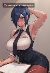 1girls ai_generated alternate_breast_size blue_hair female female_only kirishima_touka solo tagme tokyo_ghoul