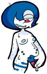 blue_hair bodily_fluids breasts dildo dildo_in_pussy dildo_insertion female genital_fluids hair humanoid jacksonparkexpress low_res masturbation on_model penetration precum pubes rebeltaxi sex_toy sex_toy_in_pussy sex_toy_insertion solo sweat vaginal_penetration vibrator vibrator_in_pussy wavebird weird white_body