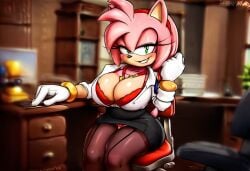 ai_generated amy_rose big_breasts civitai cleavage furry lustfallen pink_fur pony_diffusion_6 pony_diffusion_xl sonic_(series) sonic_the_hedgehog_(series) teacher teacher_outfit