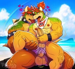 age_difference anal_sex balls beach bowser bowser_jr. bracelet cum cum_inside cum_leaking cum_leaking_out_of_anus cumming cumming_from_anal_sex father_and_son gay gay_sex holding_leg holding_thighs horns incest kissing koopa leg_grab long_hair looking_at_another looking_at_partner male/male male_only mario_(series) masturbation muscles muscular muscular_male nintendo nipples open_mouth pecs pectorals penetration penis poppin red_eyes red_hair reptile riding riding_penis sitting sitting_on_lap sitting_on_penis size_difference striped_body super_mario_bros. thick_thighs tied_hair tongue tongue_out