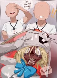 absurd_res blonde_hair blue_bow bodily_fluids corpse cum cum_in_mouth cum_inside dark duo female five_nights_at_freddy's five_nights_at_freddy's:_security_breach genital_fluids gore hair hi_res horror_(expression) horror_(theme) human humanoid lagomorph leporid male male/female mammal mask rabbit red_sclera removing_mask scottgames springlock_suit steel_wool_studios vanessa_(fnaf) vanny_(fnaf) white_sclera zexlynk