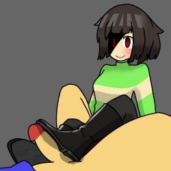 1boy 1boy1girl 1girls a_sea boob boot bootjob chara charisk female foot_fetish footjob footjob_with_legwear footjob_with_shoes frisk male sex undertale victorious_villain victorious_villainess victory